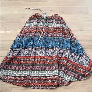 Source Unknown Vibrant Patterned A-Line Linen Skirt